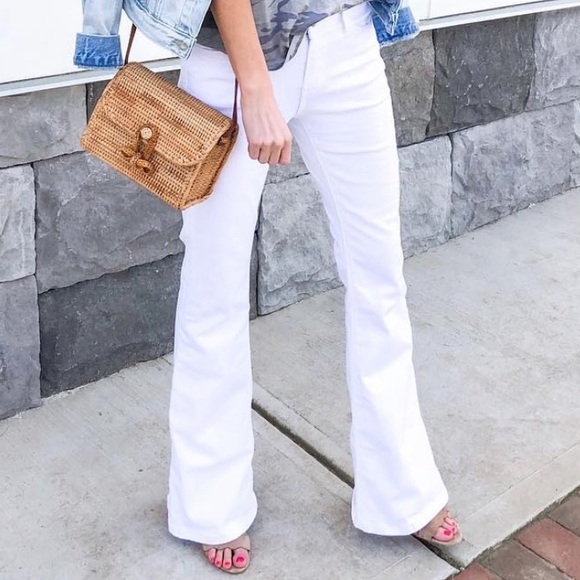 PRADA Y2k Five Pocket Slight flare low rise Regular fit White Jeans SZ: 30 (10) - Picture 2 of 14